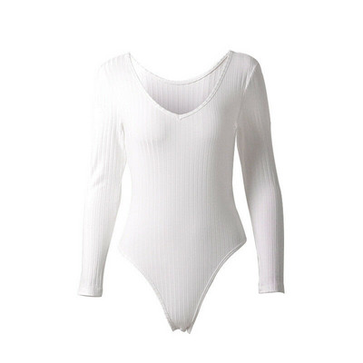 Body din tricot sexy pentru femei, cu mânecă lungă, cu decolteu în V, cu corp subțire, salopetă, tricou, topuri, costum de club, body pentru femei