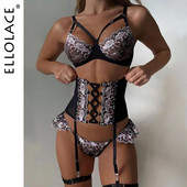 Ellolace Sensual Εσώρουχα Γυναικεία Ερωτικά Γυναικεία Εσώρουχα Φανταχτερό σουτιέν με Κόκκαλα Σύντομα Σετ Επίδεσμος Ζώνη Μέσης Σέξι Σετ Bilizna