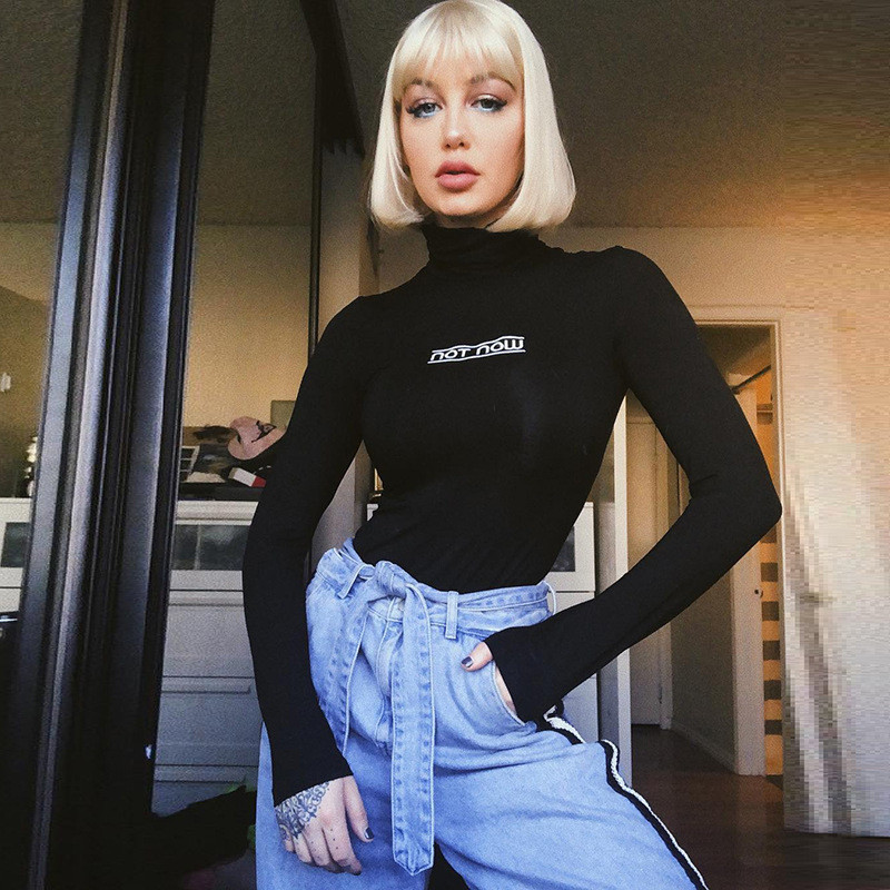 Body nou cu imprimeu cu litere verde pentru femei, costum de corp skinny, bodycon, cu mâneci lungi, cu mâneci lungi, salopete cu imprimeu