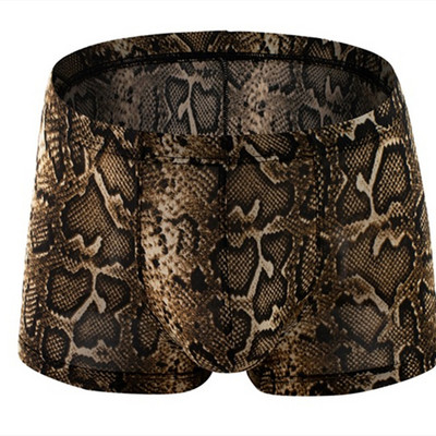Σέξι ανδρικά εσώρουχα μπόξερ σορτς Homme Snakeskin Leopard εσώρουχα Ανδρικά αναπνεύσιμα U κυρτά σώβρακα Cueca Calzoncillo M-XXL