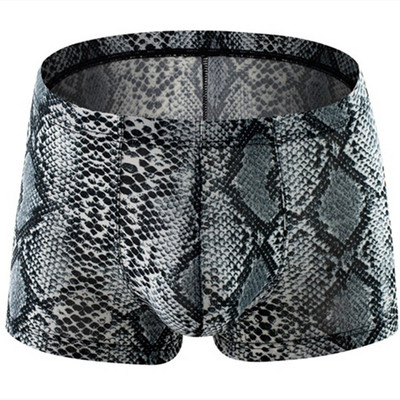 Σέξι ανδρικά εσώρουχα μπόξερ σορτς Homme Snakeskin Leopard εσώρουχα Ανδρικά αναπνεύσιμα U κυρτά σώβρακα Cueca Calzoncillo M-XXL
