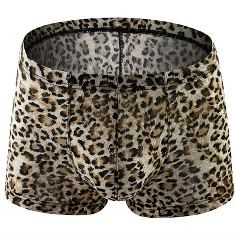Σέξι ανδρικά εσώρουχα μπόξερ σορτς Homme Snakeskin Leopard εσώρουχα Ανδρικά αναπνεύσιμα U κυρτά σώβρακα Cueca Calzoncillo M-XXL