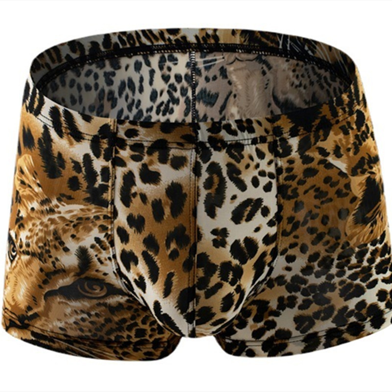 Σέξι ανδρικά εσώρουχα μπόξερ σορτς Homme Snakeskin Leopard εσώρουχα Ανδρικά αναπνεύσιμα U κυρτά σώβρακα Cueca Calzoncillo M-XXL