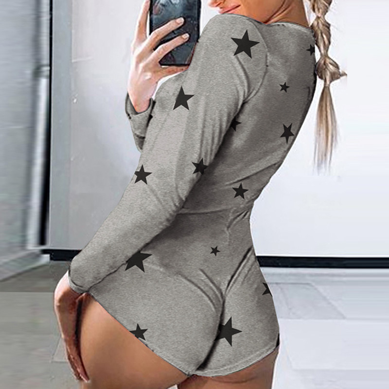 2020 Jednodijelni kratki kombinezon s uzorkom dugih rukava Party Romer Ženski uski kombinezoni s V-izrezom Ljeto