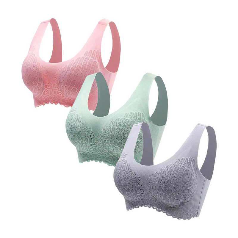 3 tk/partii Sexy Lace Latex Pluss suuruses lateksrinnahoidja Õmblusteta rinnahoidjad Naiste Aluspesu BH Push Up Bralette Pad Vest Top rinnahoidja