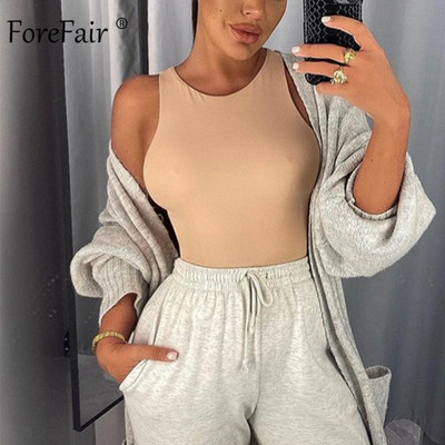 Body Sexy Forefair Femei Summer Bodycon Fără mâneci Solid O Gât Skinny Body Femei