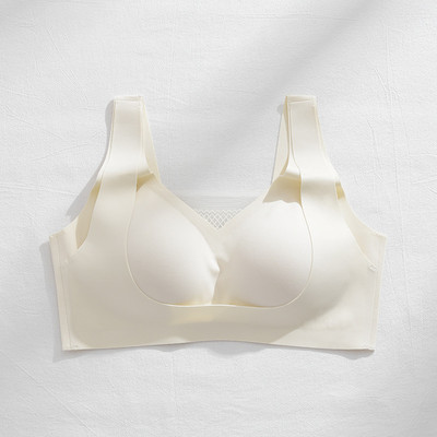 Cupă de aer fără cusături Lenjerie de corp pentru femei Două straturi Bretele late Anti-scădere Fără inel de oțel Sutien de sport Push Up ajustabil pentru femei