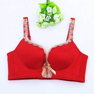 Sanderala Hot Sexy Seamless Palace Ting Lasi Gather Elegantno donje rublje s mašnom Čipkano donje rublje Podesivi Super Push Up bežični grudnjak