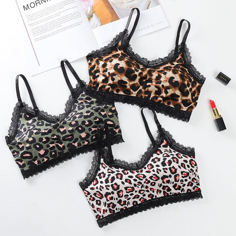 Fan Sweet Sexy Leopard Camuflage Sutien Lenjerie de corp pentru femei Bralette Push Up fără fir Stil Hip Hop Sutien confortabil fără cusături