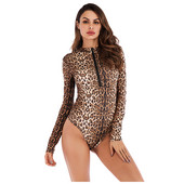 Body cu imprimeu leopard de modă, cu mânecă lungă, cu fermoar, sexy, subțire, casual, salopete, haine de primăvară, toamnă, top bodycon