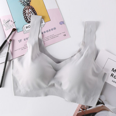 Ice Silk σουτιέν Γιλέκο χωρίς ραφή Γυναικεία Μαλακά λεπτά εσώρουχα Push Up Άνετη μπλούζα ύπνου με αθλητικό μπραλέτ με επένδυση στο στήθος