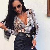 Naiste seksikas pikkade varrukatega body, V kaelus, trikoo kombinesoon Bodycon Romper