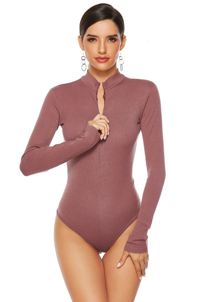 Σέξι πλεκτά κορμάκια Plus Size Jumpsuits Bodycon Μακρυμάνικα Γυναικείες μπλούζες Άνοιξης Φθινοπώρου Romper με φερμουάρ επάνω γιακάς 2019 Νέο
