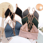 Vestă de vară cu fermoar în față pentru femeie Sutien sport în V adânc Crop Topuri rezistente la șocuri, respirabile, pentru gimnastică, camisole, lenjerie de corp