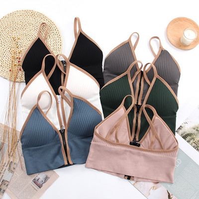 Nyári elülső cipzáras női mellény Deep V sportmelltartó Crop felsők Ütésálló, légáteresztő edzőterem Bralette női camisole fehérnemű fehérnemű