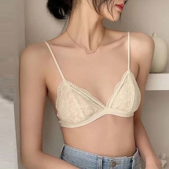 Комплект сутиен с дантелена тапицерия и бикини Bralette Дамски комплект бельо с флорални дантелени сутиени Комфортен сутиен Дамски комплект с бродерия Секси бельо