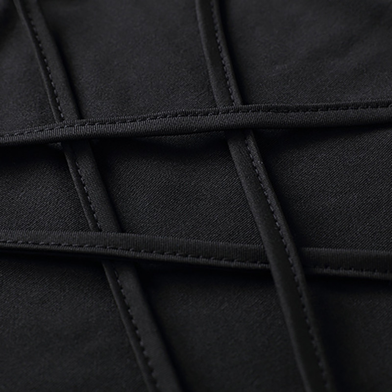 Bodi bez naramenica Ženski crni Ljetni bodi bez rukava za plažu Vrući bodi mornarsko plavi uski izrez s križnim izrezom, uski Cami bodi, vrući 2020.