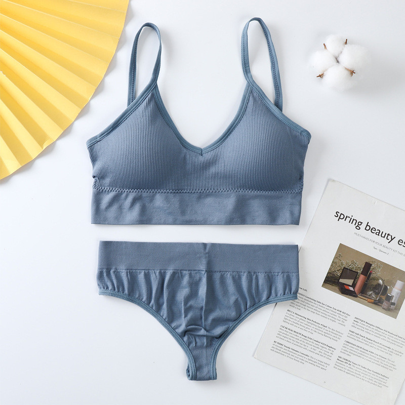 2tk Rinnahoidja komplekt Naiste aluspüksid Aluspesukomplekt Seksikas G-String õmblusteta Bralette pesu Tank Crop Top Dropship 2022 Uus