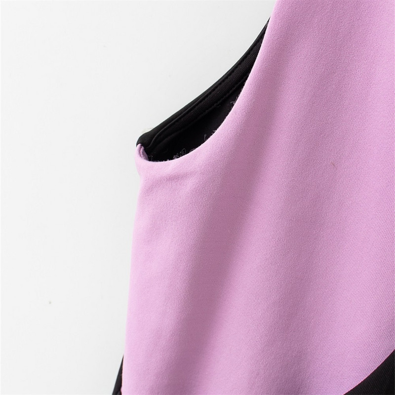 Καλοκαίρι 2020, νέα ρετρό γυναικεία φόρμα με στρογγυλή λαιμόκοψη, αμάνικο μπροστινό ανοιγόμενο στρίφωμα με κούμπωμα, κλειστό colorblock