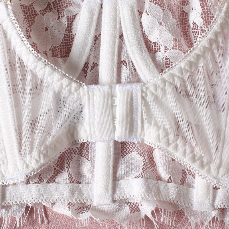 Ellolace σέξι εσώρουχα με διάφανο σουτιέν Γυναικεία εσώρουχα δαντέλα 2 τεμαχίων Λευκά αισθησιακά οικεία ερωτικά πορνογραφικά ρούχα