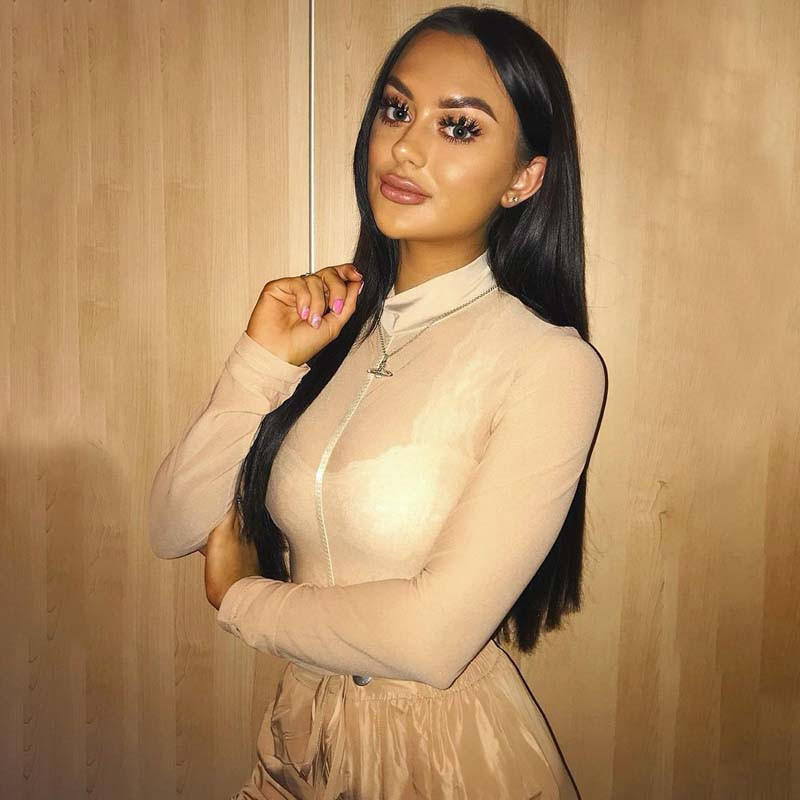 2020 de marcă, sexy, solid, body cu gât roșu, salopetă de primăvară pentru femei, cu mânecă lungă din plasă, bodycon, cu corp elastic pentru femei