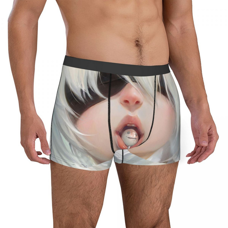 Ανδρικά Yorha 2b Anime Nier Automata Boxer Σορτς Εσώρουχα που αναπνέουν Ρομπότ Anime Wife Αρσενικό Funny Plus Size σώβρακο