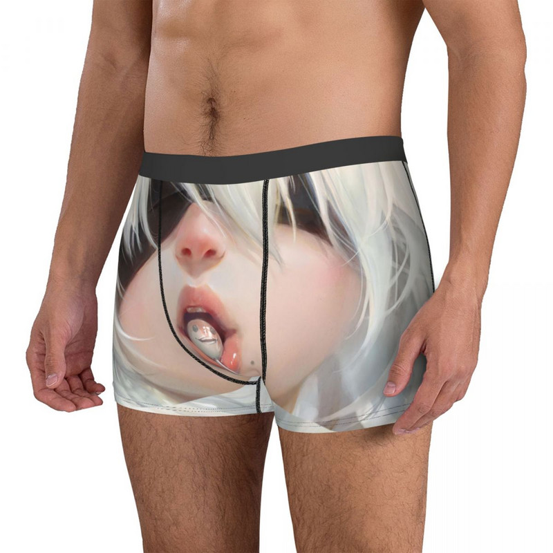 Ανδρικά Yorha 2b Anime Nier Automata Boxer Σορτς Εσώρουχα που αναπνέουν Ρομπότ Anime Wife Αρσενικό Funny Plus Size σώβρακο