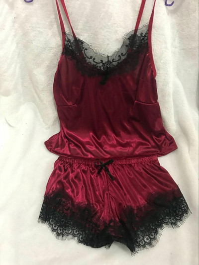 Γυναικείο κοστούμι πιτζάμα Μόδα με λαιμόκοψη V Stretch σατέν Babydoll δαντέλα Σέξι εσώρουχα παπιτζάμες Πιτζάμες Sleep Sleep Sleepwear Sleepwear New