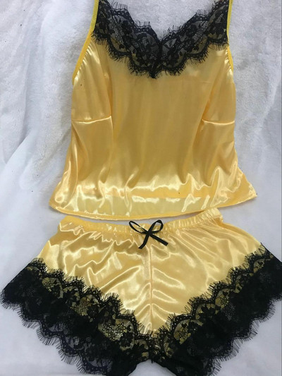 Γυναικείο κοστούμι πιτζάμα Μόδα με λαιμόκοψη V Stretch σατέν Babydoll δαντέλα Σέξι εσώρουχα παπιτζάμες Πιτζάμες Sleep Sleep Sleepwear Sleepwear New