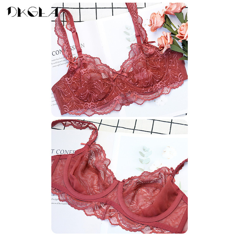 Seturi de chiloți sutien ultrasubțire Sutien transparent Set lenjerie intima sexy Plus Size DE cu broderie cupa Set lenjerie femeie Sutiene din dantelă