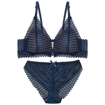 2022 Nou DeepV Set sutien și chiloți sexy fără spate Închidere din dantelă în față fără sudură Lenjerie de corp Push Up Slip femei Seturi de lenjerie fără fir