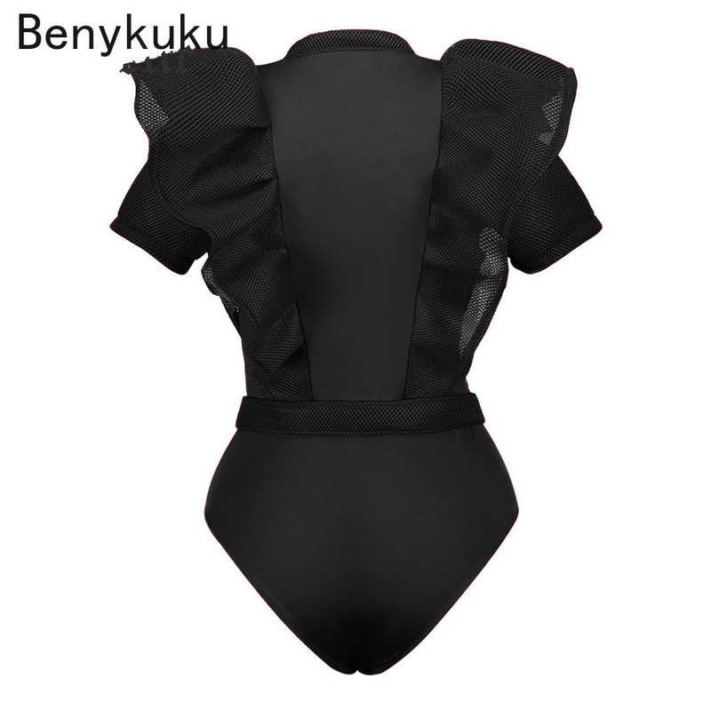 Μαύρες φόρμες για γυναίκες Gothic Combinaison Femme Sexy Party Body Tops Γυναικεία One Piece Mesh Bodysuit Γυναικεία ρούχα Romper