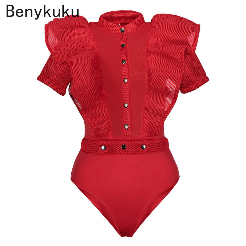 Μαύρες φόρμες για γυναίκες Gothic Combinaison Femme Sexy Party Body Tops Γυναικεία One Piece Mesh Bodysuit Γυναικεία ρούχα Romper