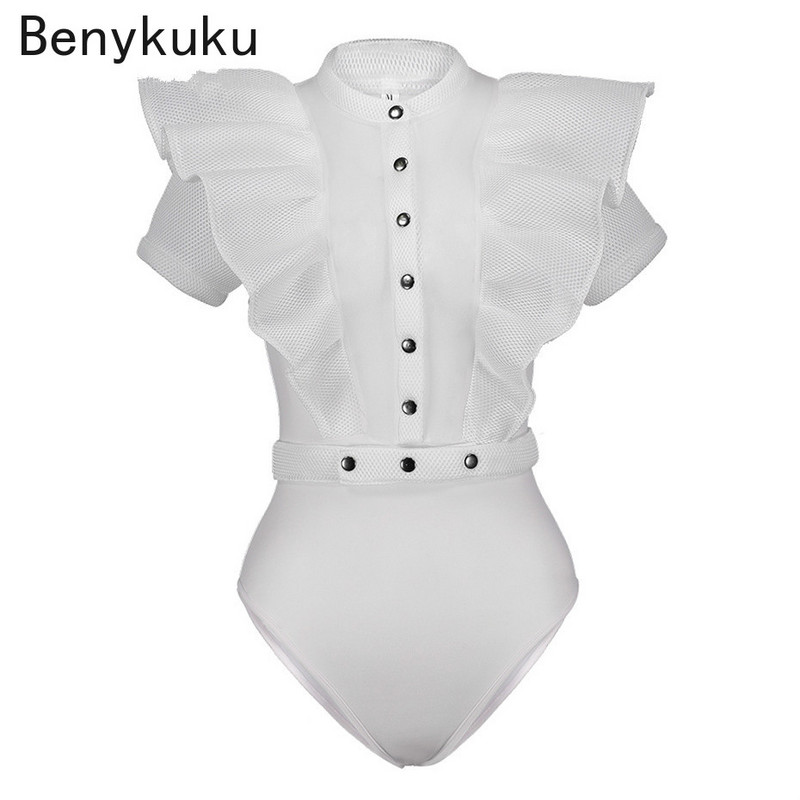 Μαύρες φόρμες για γυναίκες Gothic Combinaison Femme Sexy Party Body Tops Γυναικεία One Piece Mesh Bodysuit Γυναικεία ρούχα Romper