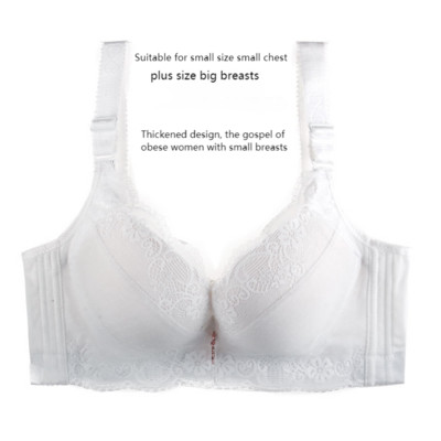 Sutien căptușit Push Up pentru femei Sutien de mărime mare din dantelă Adaugă sutien cu sârmă cu două cupe Sutien cu închidere în față Sutien de mărime mare pentru bust mare
