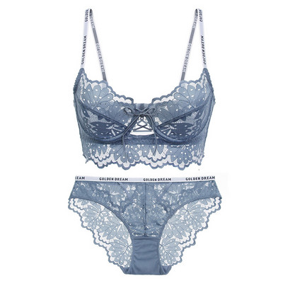 Sutien ultra subțire din dantelă sexy 2021, cu bretele imprimate cu litere, sutien și slip bandaj, set de lenjerie intimă pentru femei, lenjerie franceză