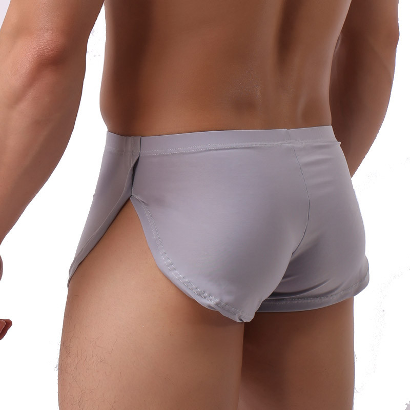 Lenjerie de corp pentru bărbați Boxer din mătase moale de gheață Chiloți sexy pentru bărbați cu picior despicat cu furculiță Chiloți pentru bărbați, respirabili, pantaloni scurți pentru somn acasă