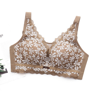 Sutien Dimensiune 44/100 Pentru Femei Dantela Lenjerie Albă Florală Închidere Push Up Spate Toamnă Și Iarnă Sutien reglabil confortabil