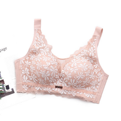 Sutien Dimensiune 44/100 Pentru Femei Dantela Lenjerie Albă Florală Închidere Push Up Spate Toamnă Și Iarnă Sutien reglabil confortabil