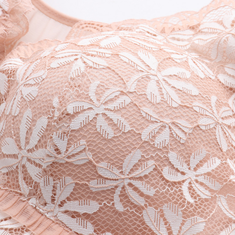 Sutien Dimensiune 44/100 Pentru Femei Dantela Lenjerie Albă Florală Închidere Push Up Spate Toamnă Și Iarnă Sutien reglabil confortabil