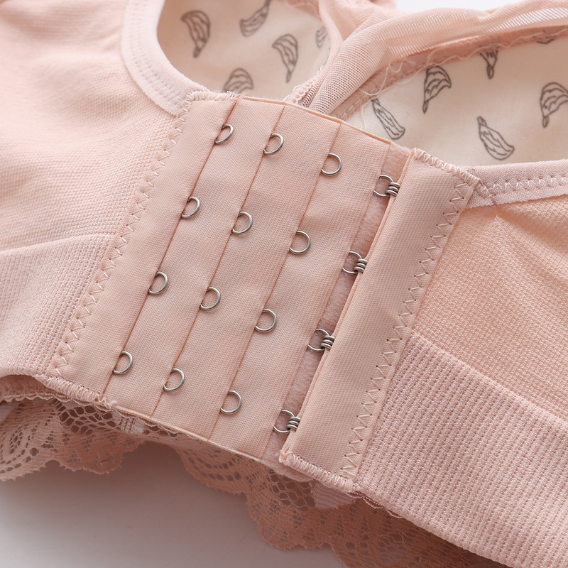 Sutien Dimensiune 44/100 Pentru Femei Dantela Lenjerie Albă Florală Închidere Push Up Spate Toamnă Și Iarnă Sutien reglabil confortabil