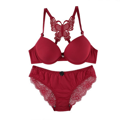 ATHVOTAR Преден затворен комплект бельо с дантелено бельо/2PCS Дамски сутиен Butterfly Безжичен подплатен сутиен Долен костюм 2022