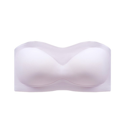 Καλοκαιρινό Νέο Negative Ion Strapless Σέξι εσώρουχα χωρίς ραφή με λεπτή διατομή Gather Top Support Αντιολισθητικό Γυναικείο σουτιέν Καθαρό χρώμα