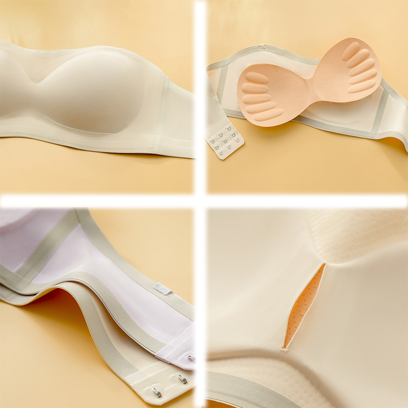 Καλοκαιρινό Νέο Negative Ion Strapless Σέξι εσώρουχα χωρίς ραφή με λεπτή διατομή Gather Top Support Αντιολισθητικό Γυναικείο σουτιέν Καθαρό χρώμα