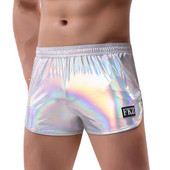 Seksi muško boksačko donje rublje Modno bronzing umjetna koža Muške kućne bokserice Ležerne sportske kratke hlače Noćni klub Stage Show Muške hlače
