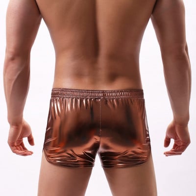 Seksi muško boksačko donje rublje Modno bronzing umjetna koža Muške kućne bokserice Ležerne sportske kratke hlače Noćni klub Stage Show Muške hlače