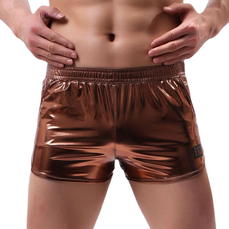 Seksi muško boksačko donje rublje Modno bronzing umjetna koža Muške kućne bokserice Ležerne sportske kratke hlače Noćni klub Stage Show Muške hlače