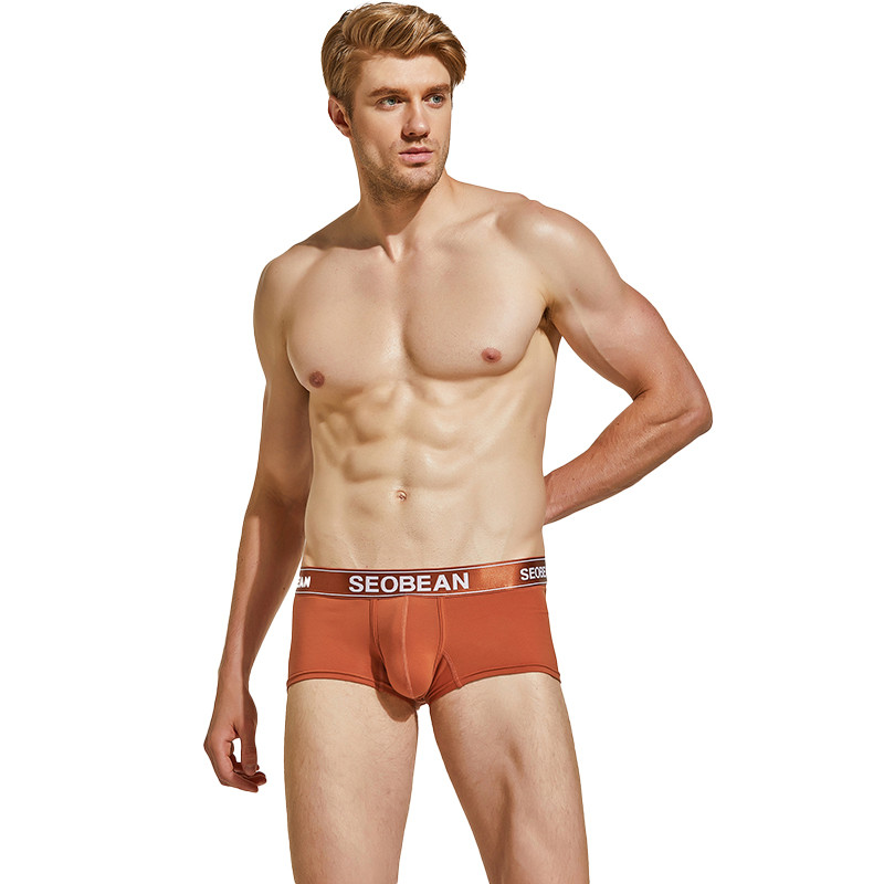 Lenjerie boxer pentru bărbați Lenjerie de corp din bumbac, solidă, husă convexă Sergin, respirabilă