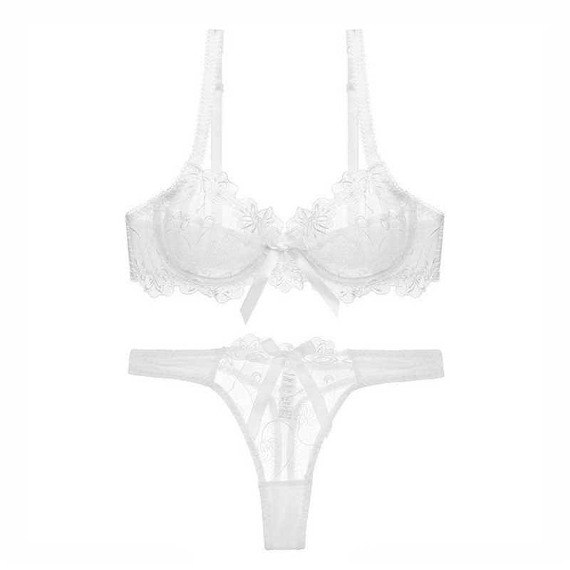 Varsbaby 2τμχ Γυναικεία Σέξι Εξαιρετικά Λεπτά Αναπνεύσιμα Σετ φλοράλ εσωρούχων Σουτιέν+στρινγκ