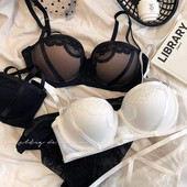 Μεγάλο μέγεθος ABCD 70-85 2022 Νέο Half Cup Γαλλικά σέξι δικτυωτό εσώρουχα Μικρά εσώρουχα δαντέλα Παχύ Push Up Γυναικείο Σετ σουτιέν